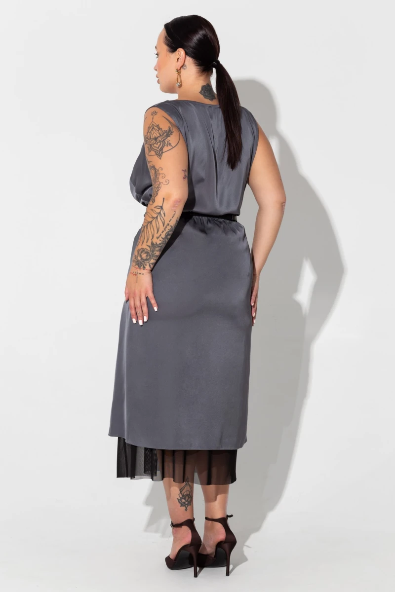 Gray skirt with transparent insert plus size