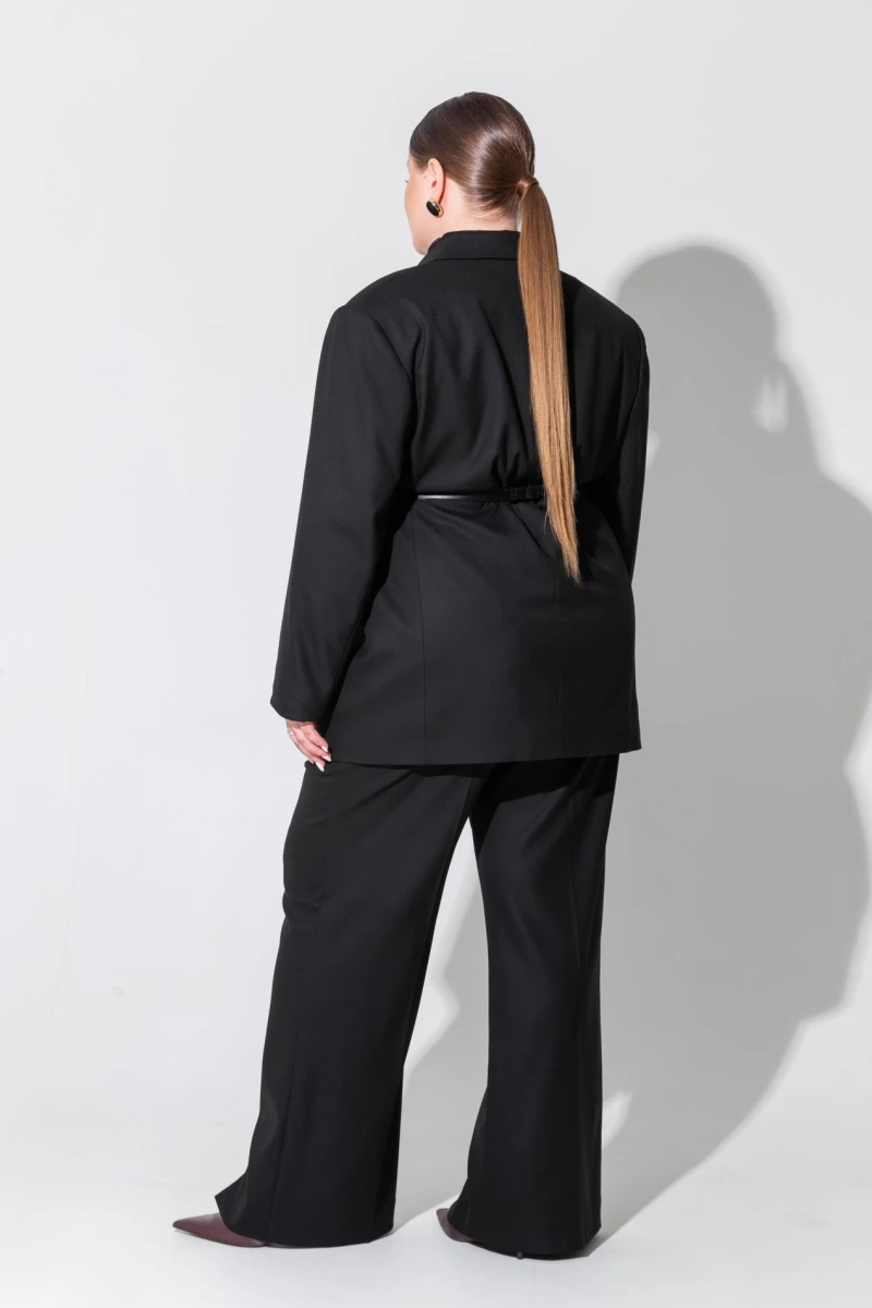 Black double-breasted oversize jacket plus size