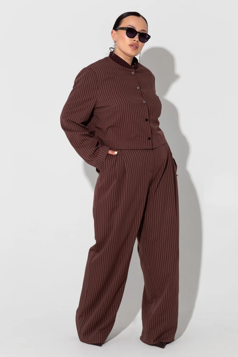  Chocolate bomber jacket and pants suit plus size