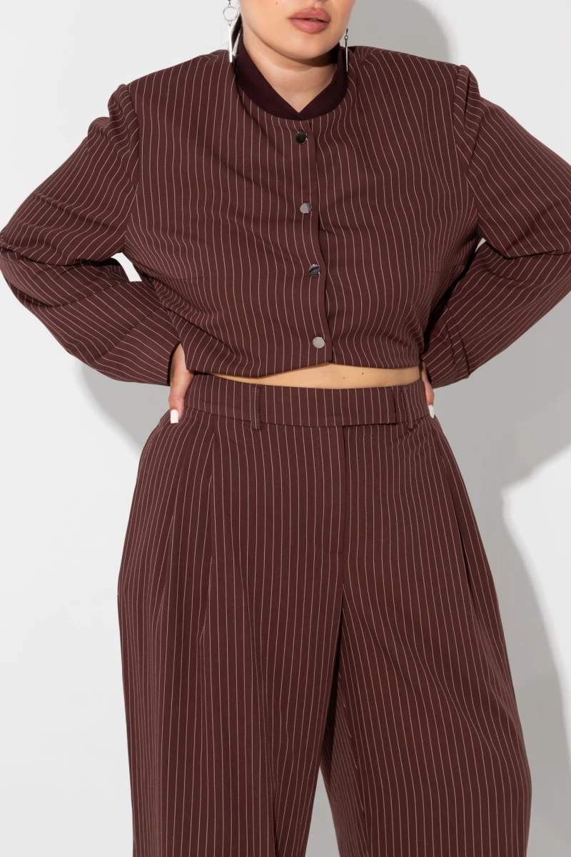  Chocolate bomber jacket and pants suit plus size
