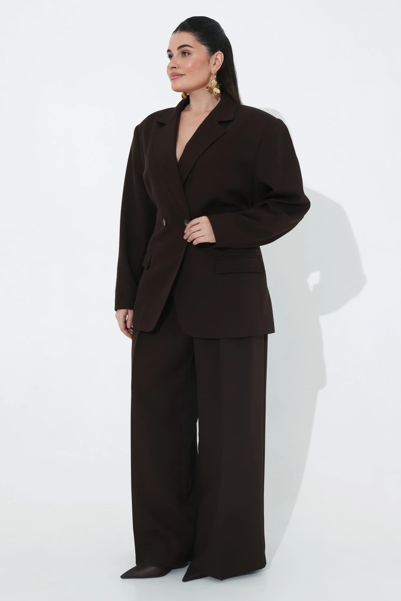 Oversized chocolate jacket plus size #2