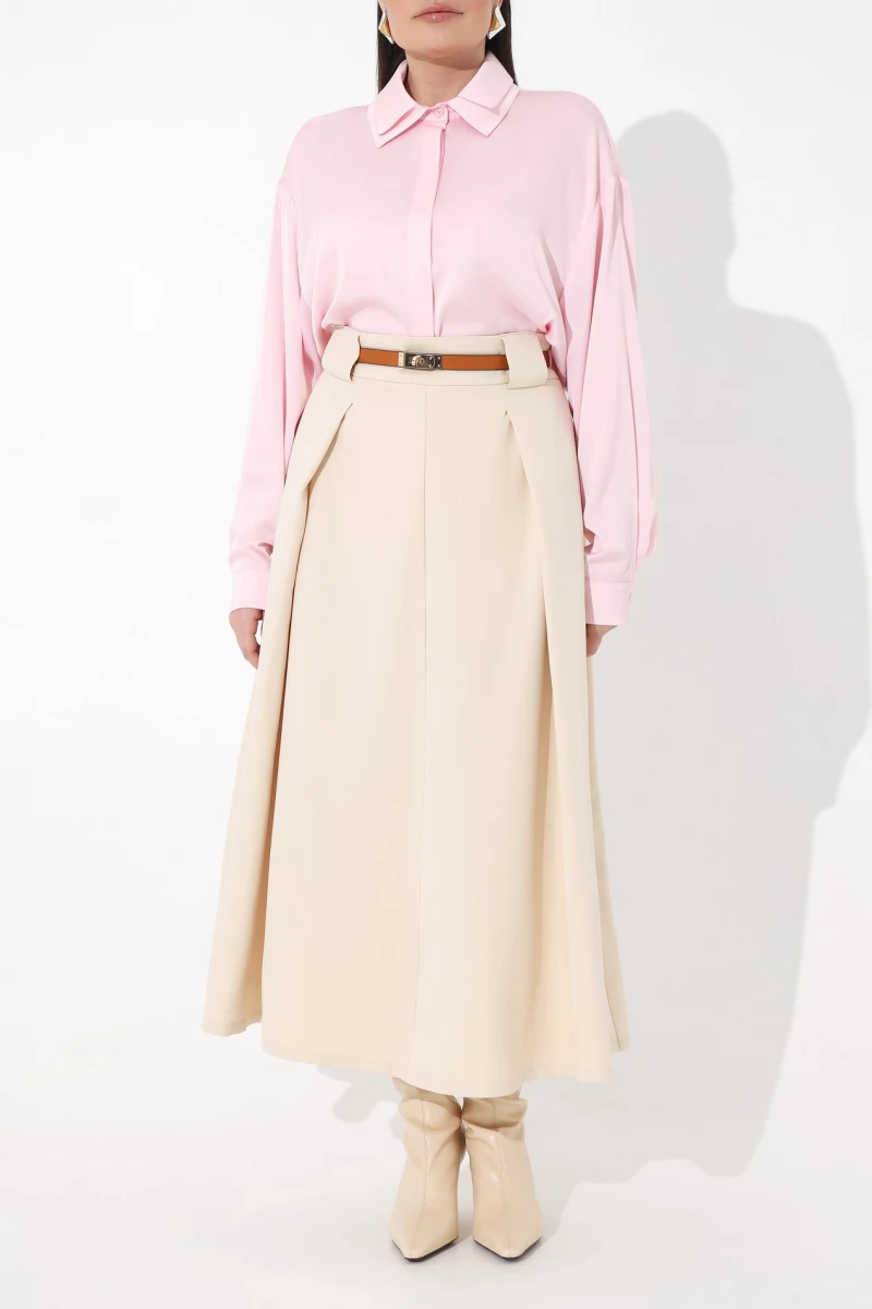 Skirt with pleats cream plus size