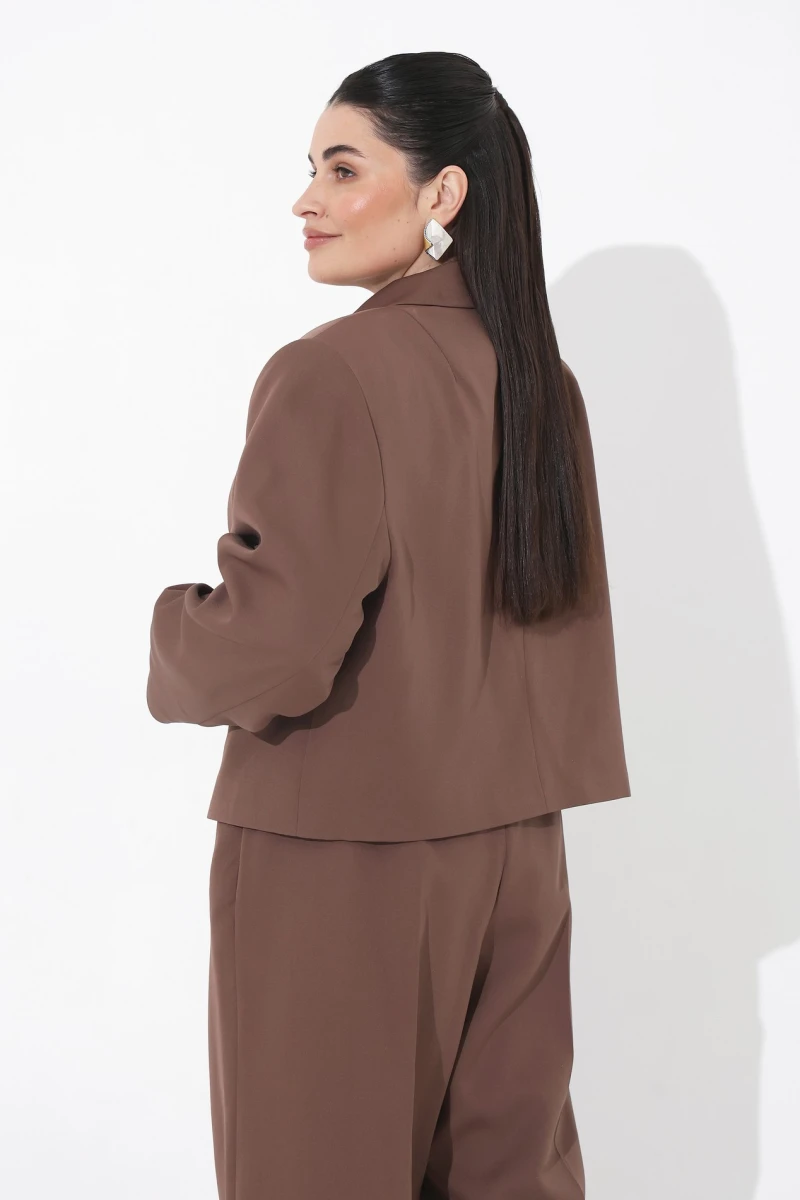 Cropped mocha jacket plus size