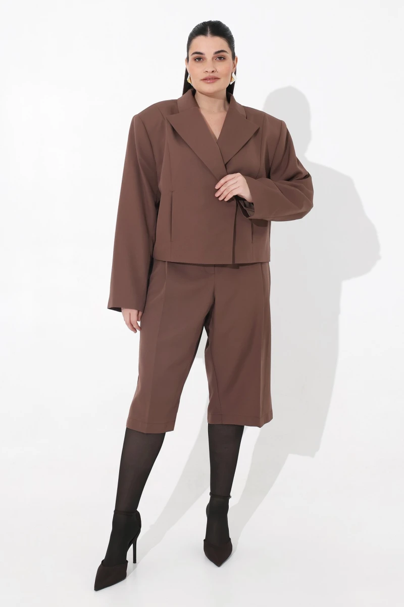 Cropped mocha jacket plus size