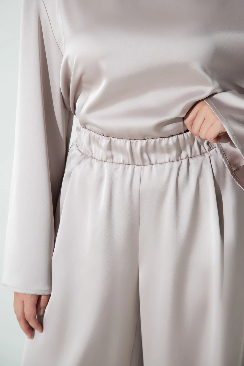 Champagne suit with blouse and trousers plus size