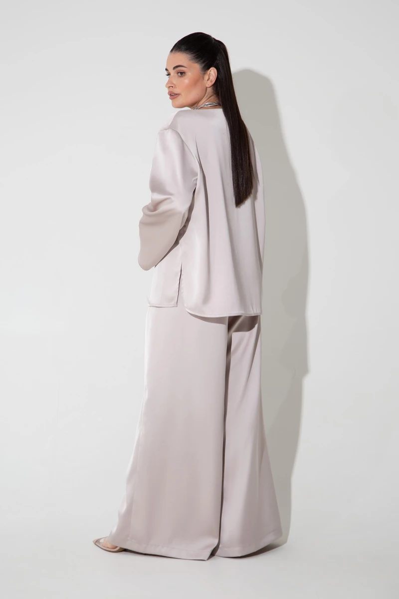 Champagne suit with blouse and trousers plus size