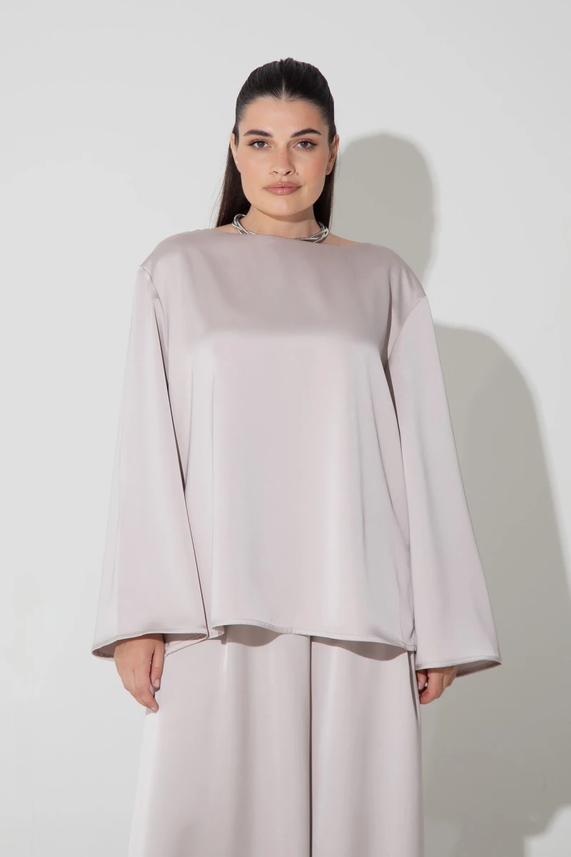 Champagne suit with blouse and trousers plus size