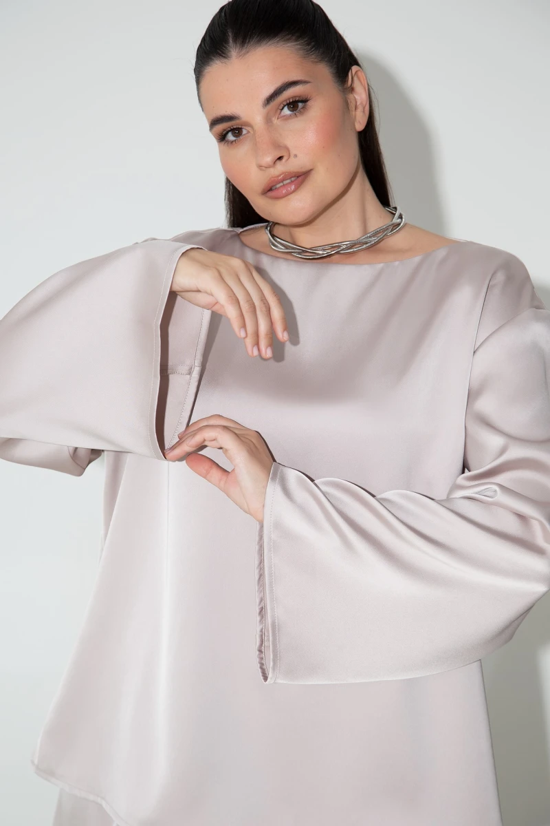 Champagne suit with blouse and trousers plus size