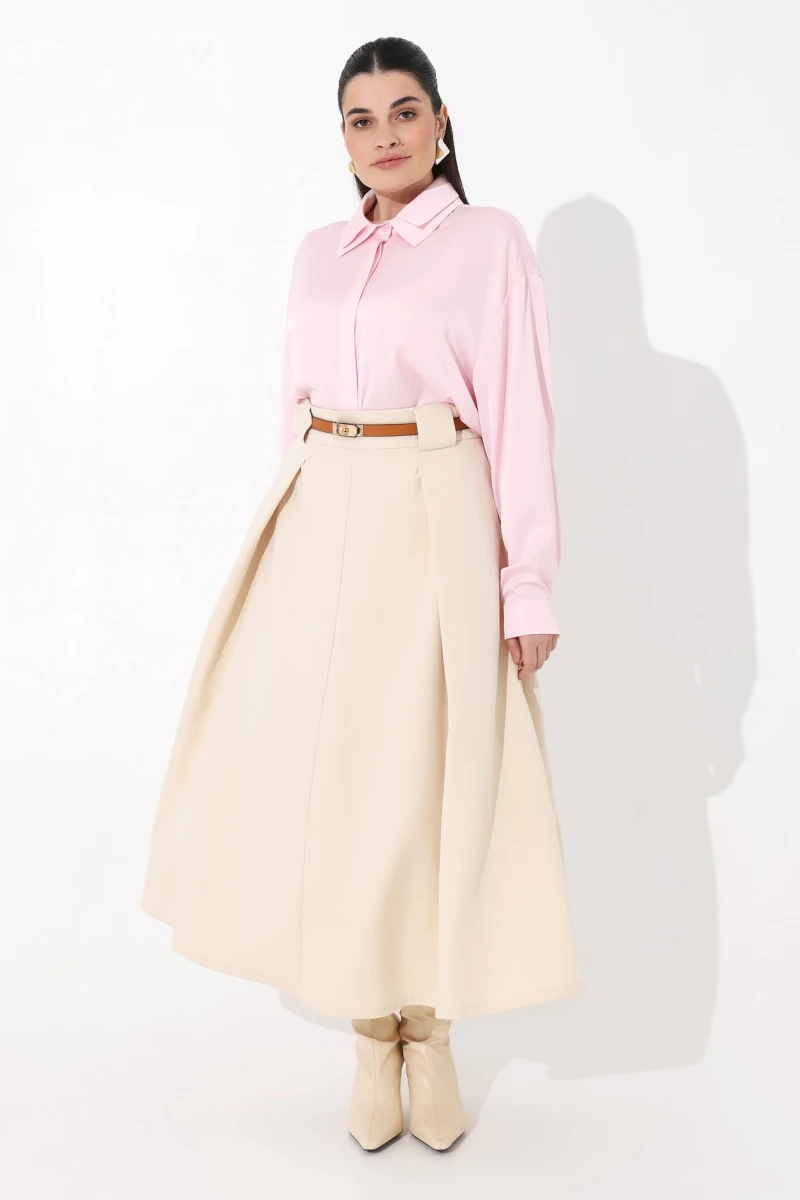 Pink silk blouse plus size