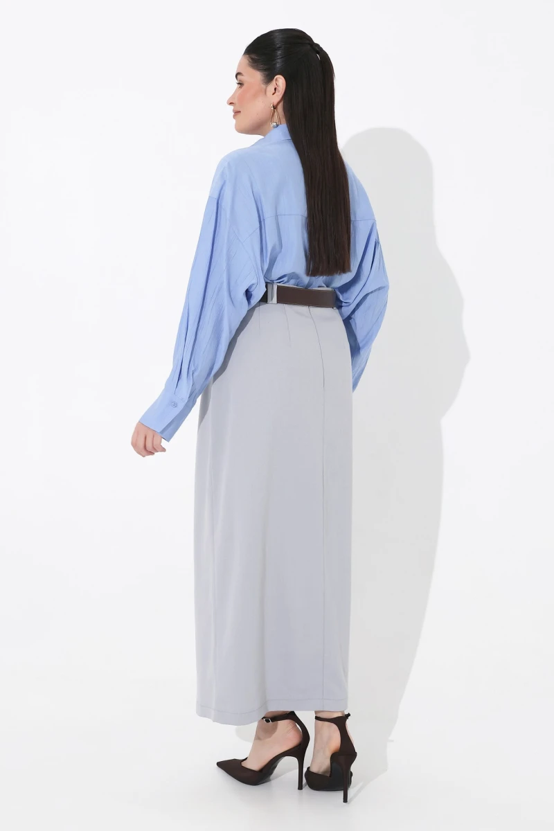 Blue viscose shirt plus size
