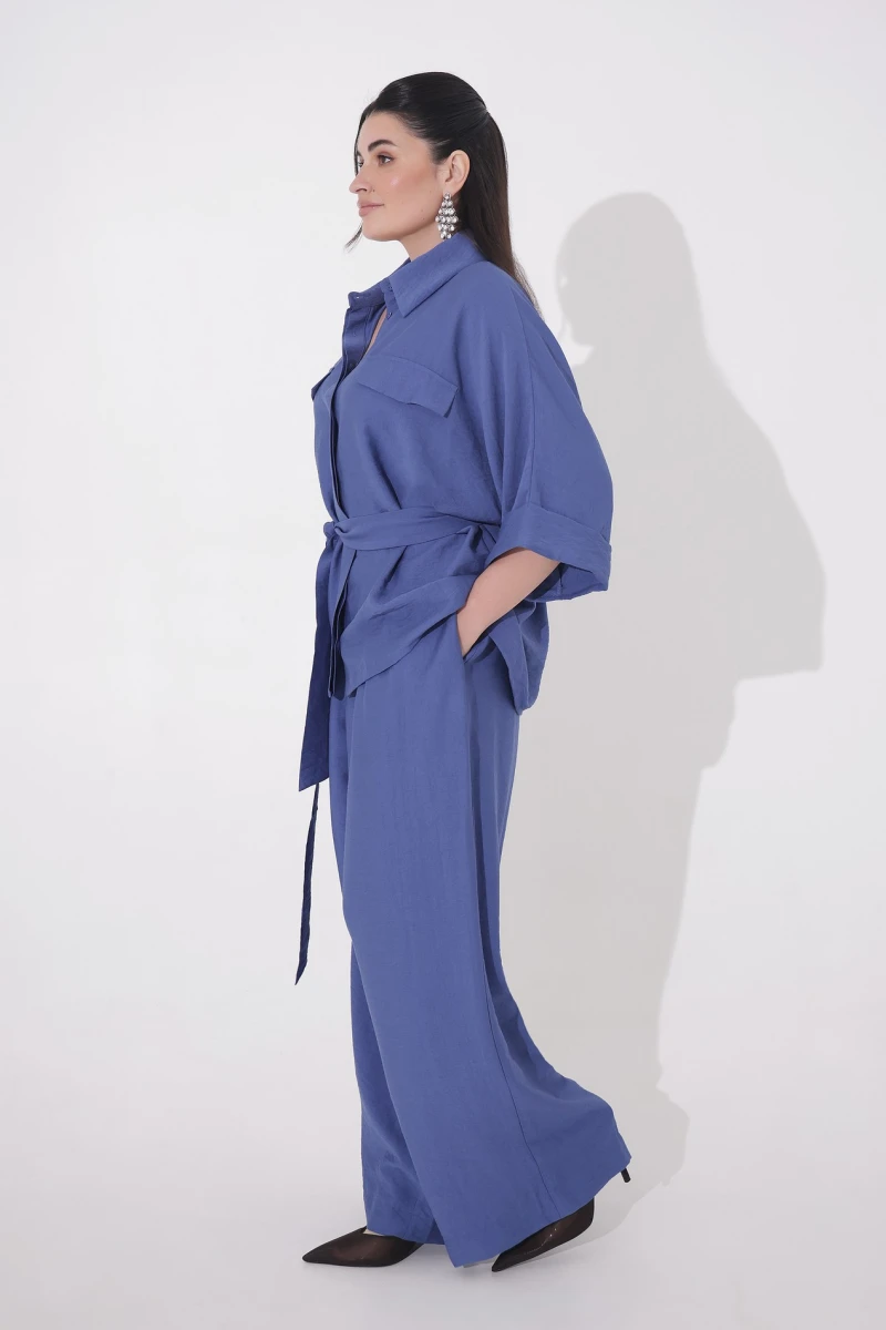 Denim eco-linen suit plus size