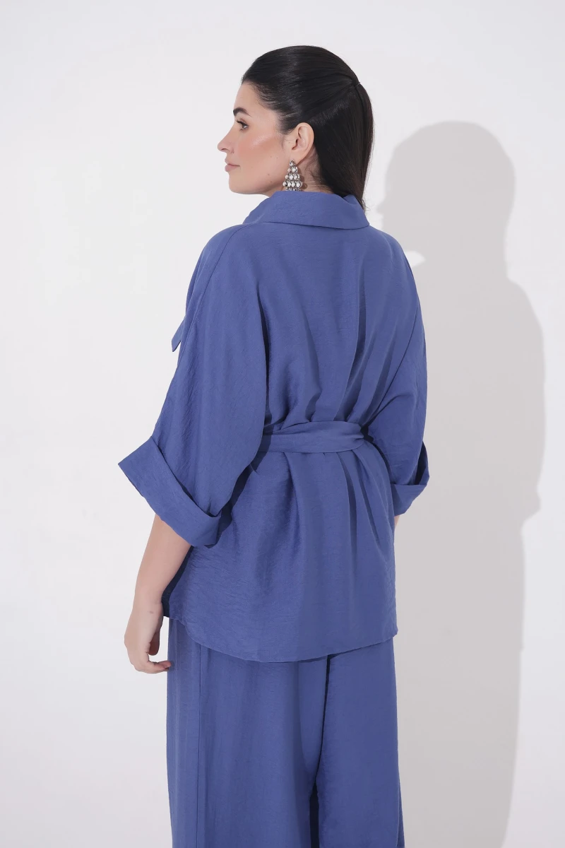 Denim eco-linen suit plus size