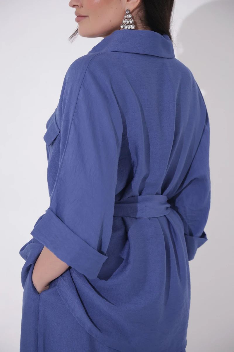 Denim eco-linen suit plus size
