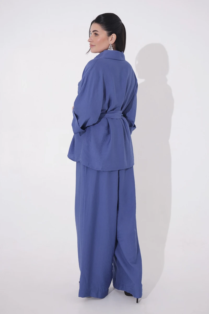 Denim eco-linen suit plus size