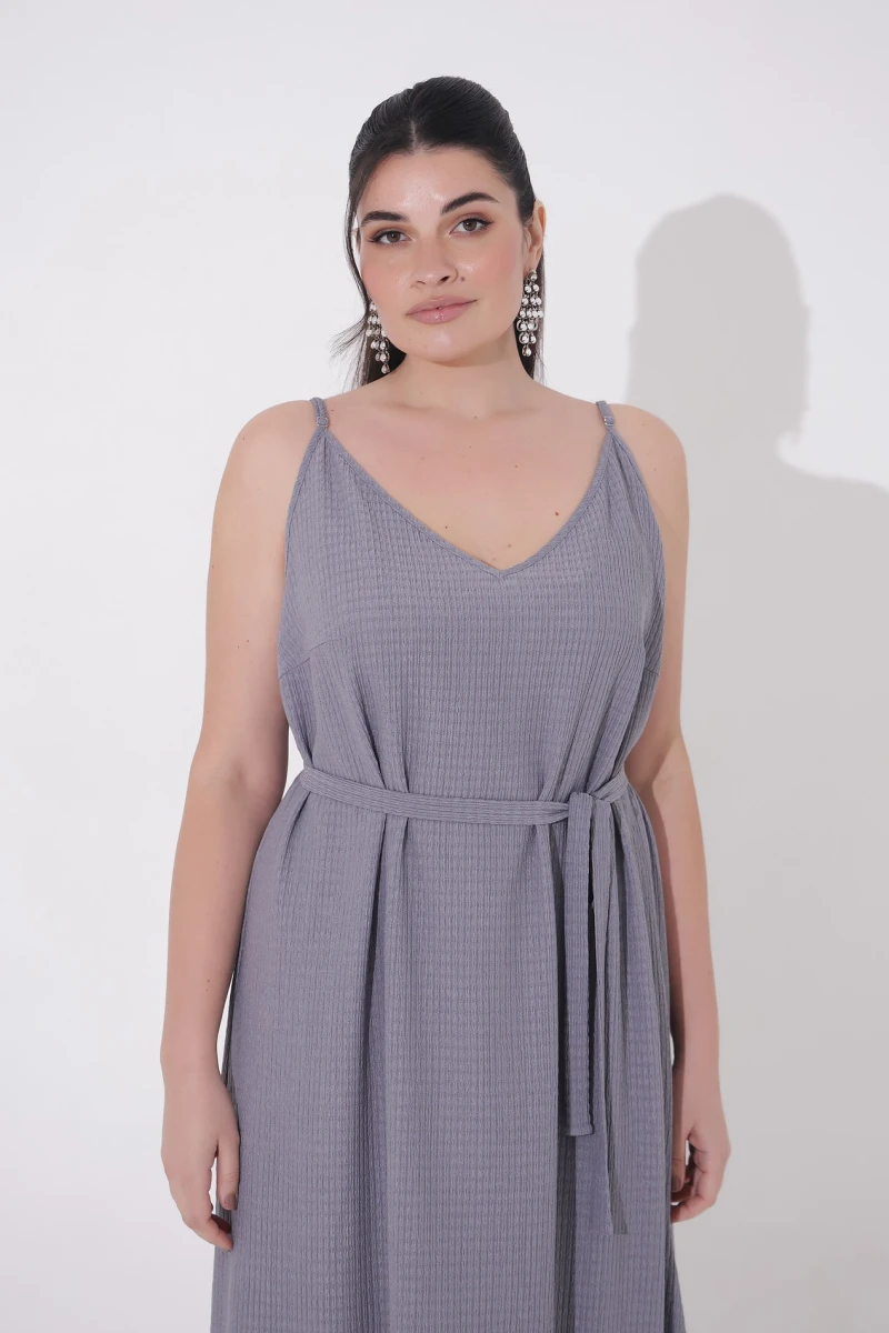 Gray combination dress plus size