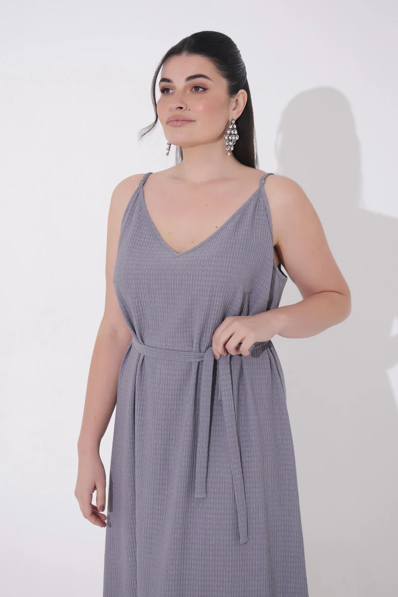 Gray combination dress plus size