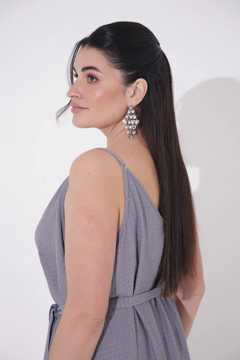Gray combination dress plus size