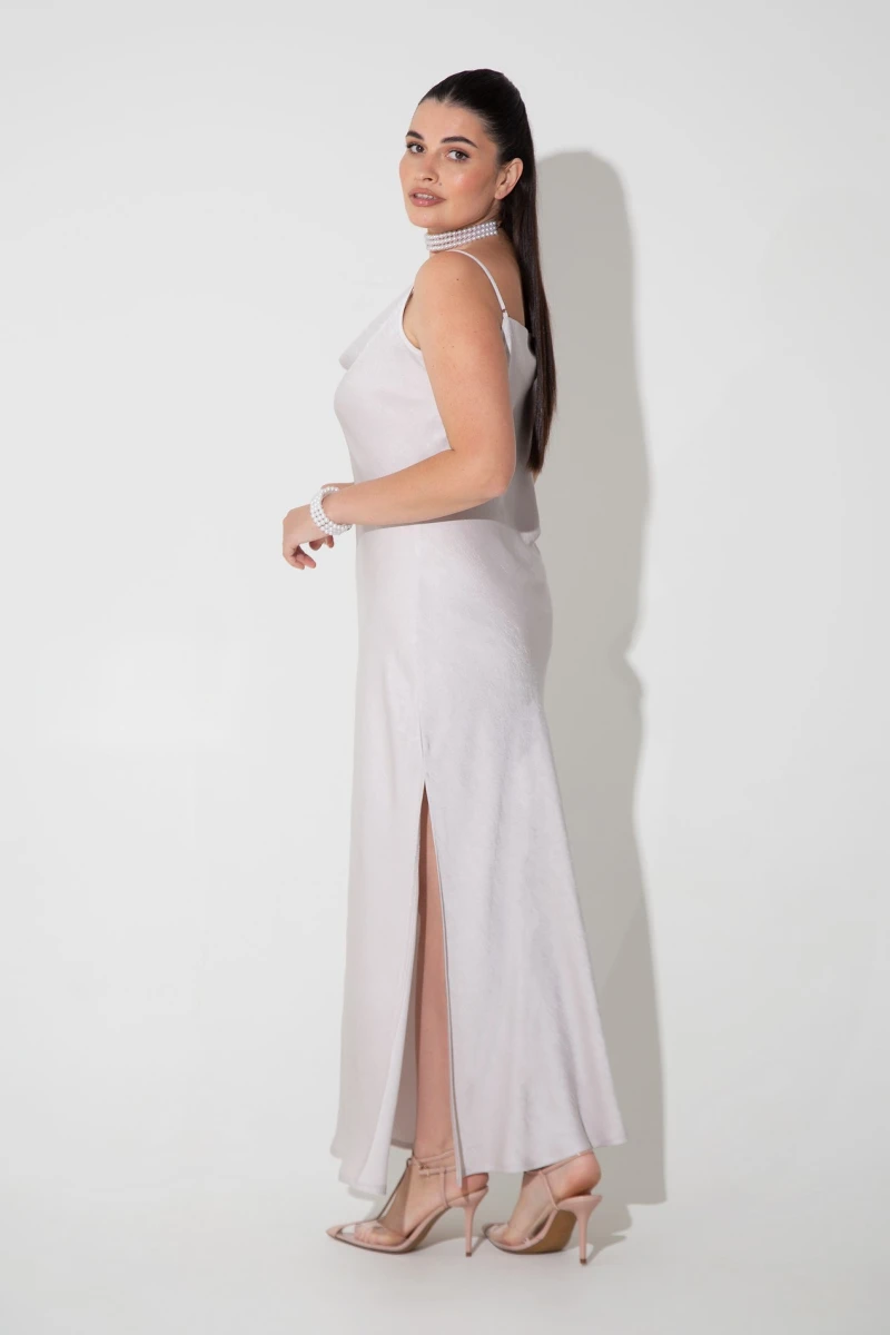 Blush maxi satin slip dress plus size
