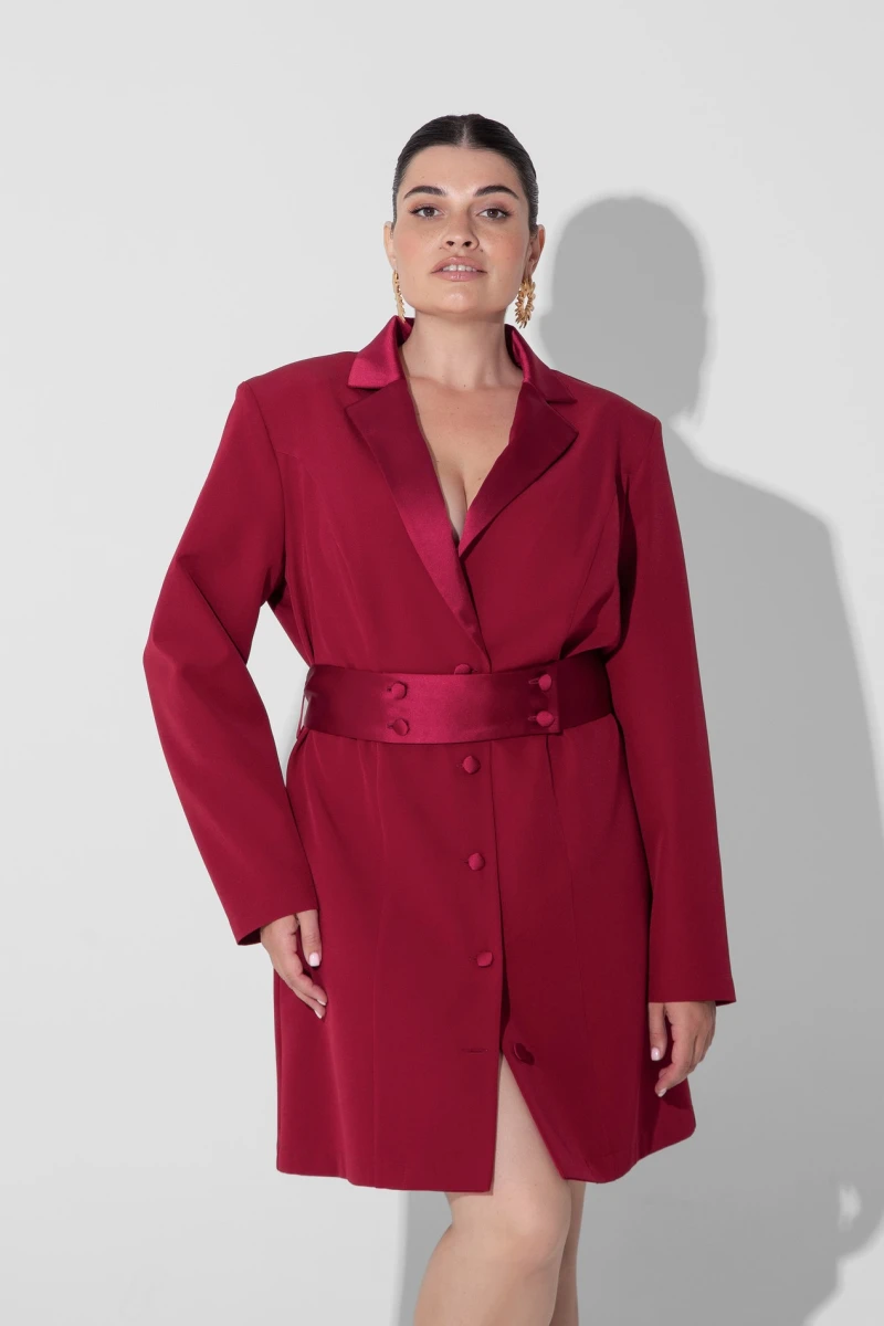 Burgundy mini blazer dress  plus size
