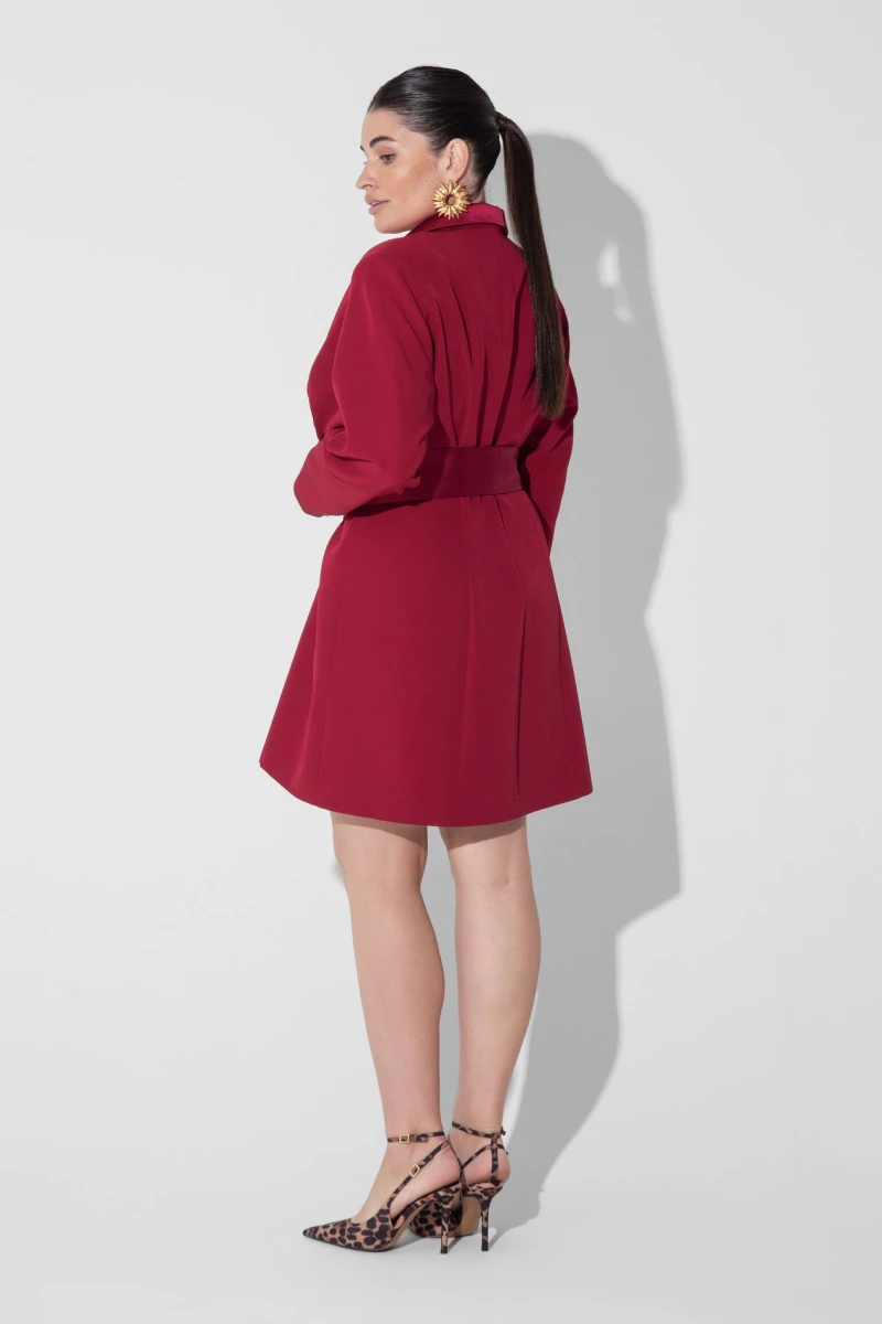 Burgundy mini blazer dress  plus size