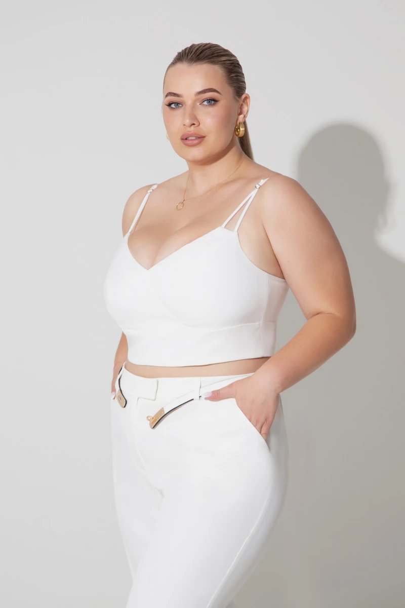 Завужені брюки Plus Size молочні