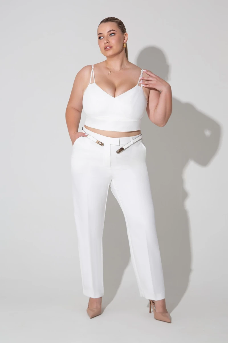 Завужені брюки Plus Size молочні