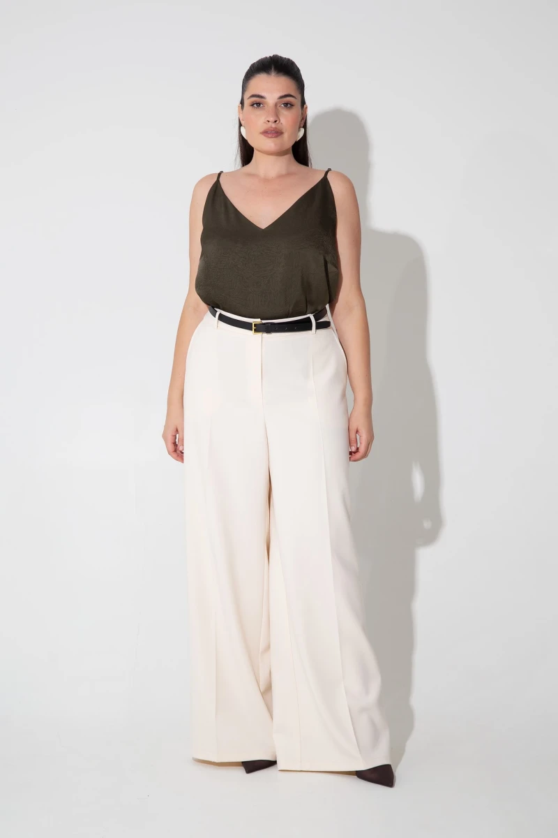 Satin khaki tank top plus size