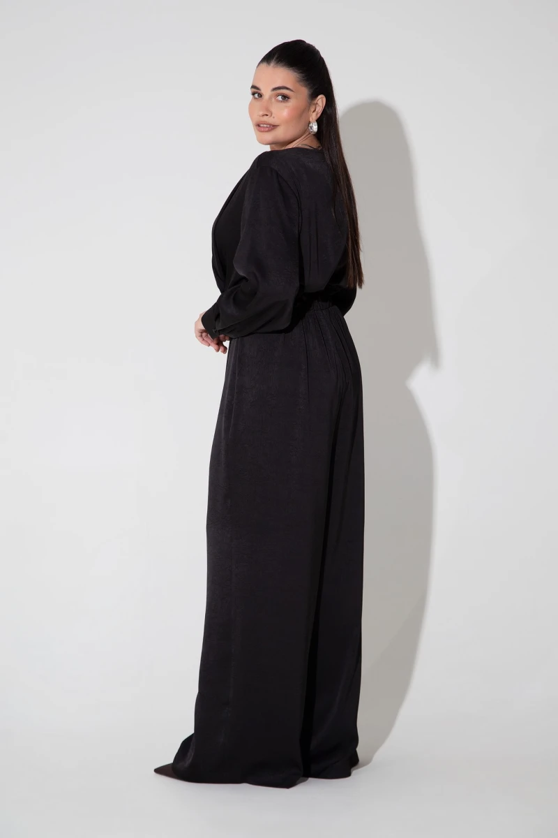Black satin jumpsuit plus size