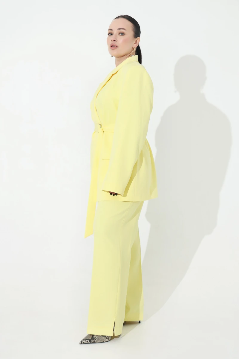 Light yellow jacket with waistband plus size
