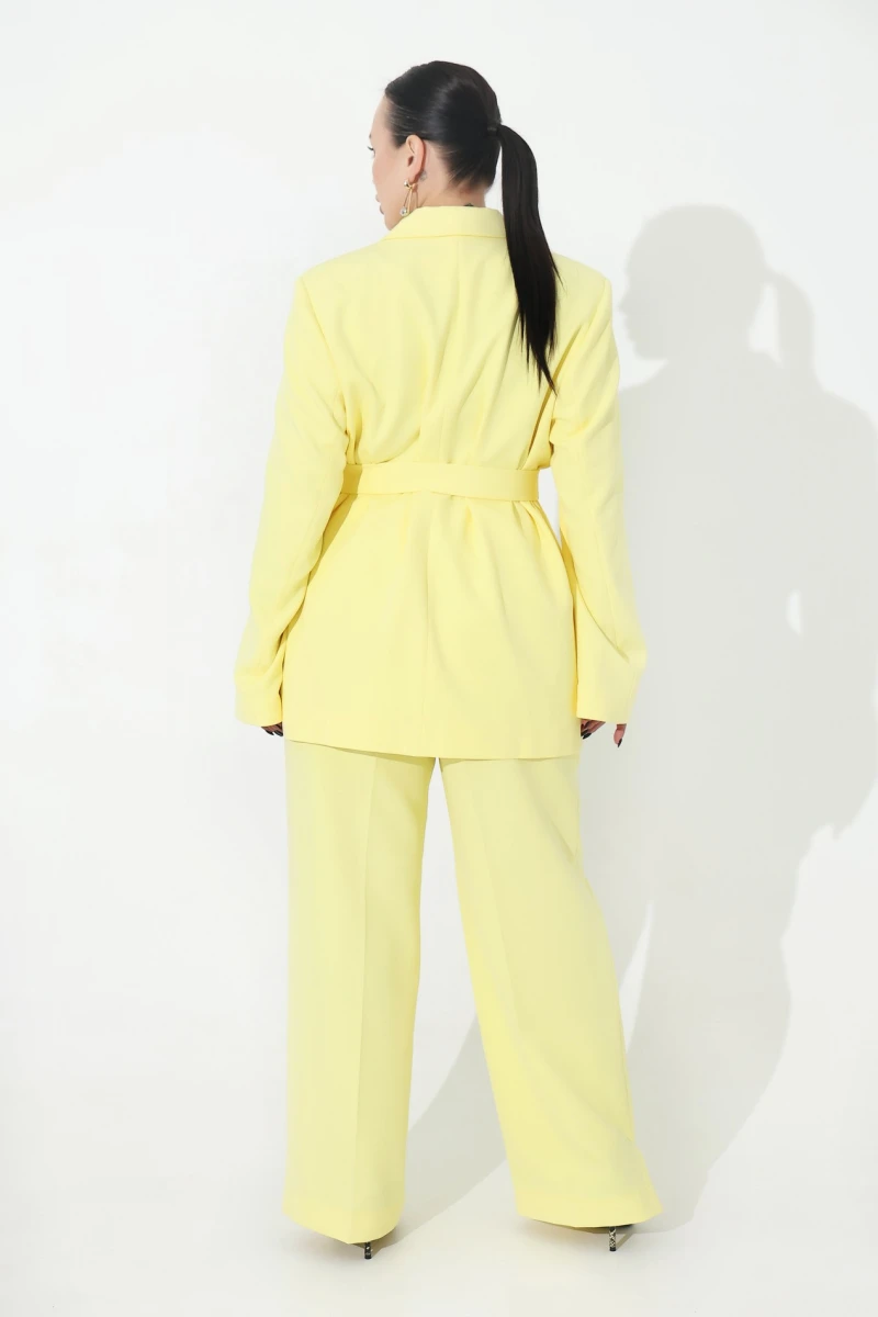 Light yellow jacket with waistband plus size