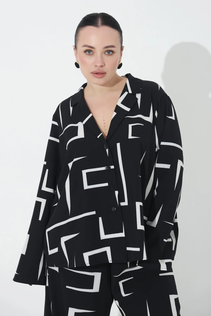 Milk print suit on black plus size