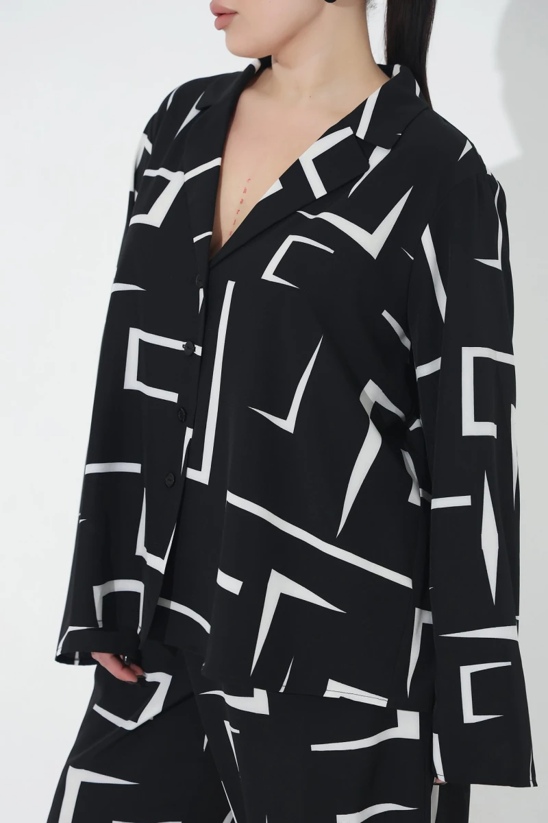 Milk print suit on black plus size
