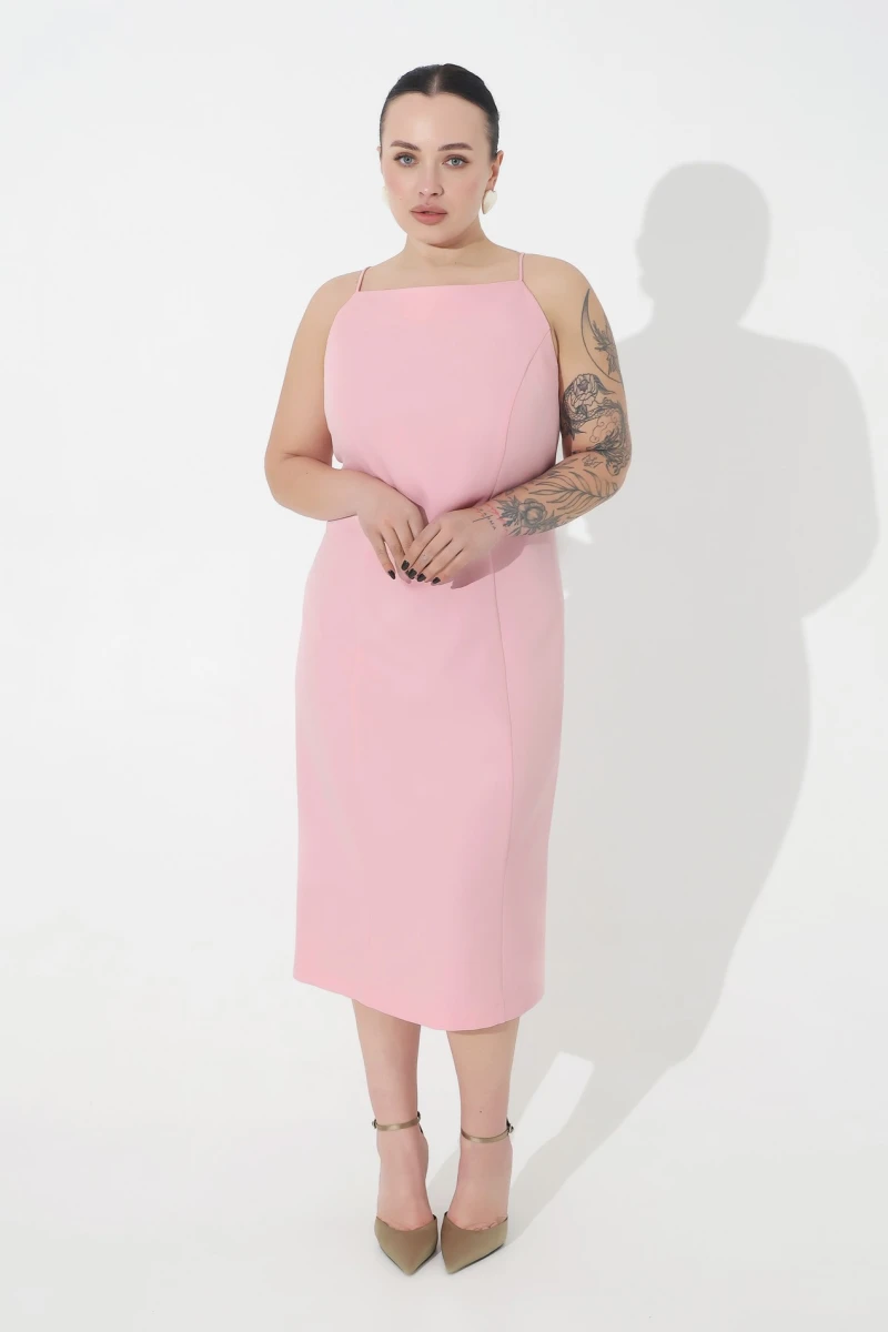 Pink midi dress plus size