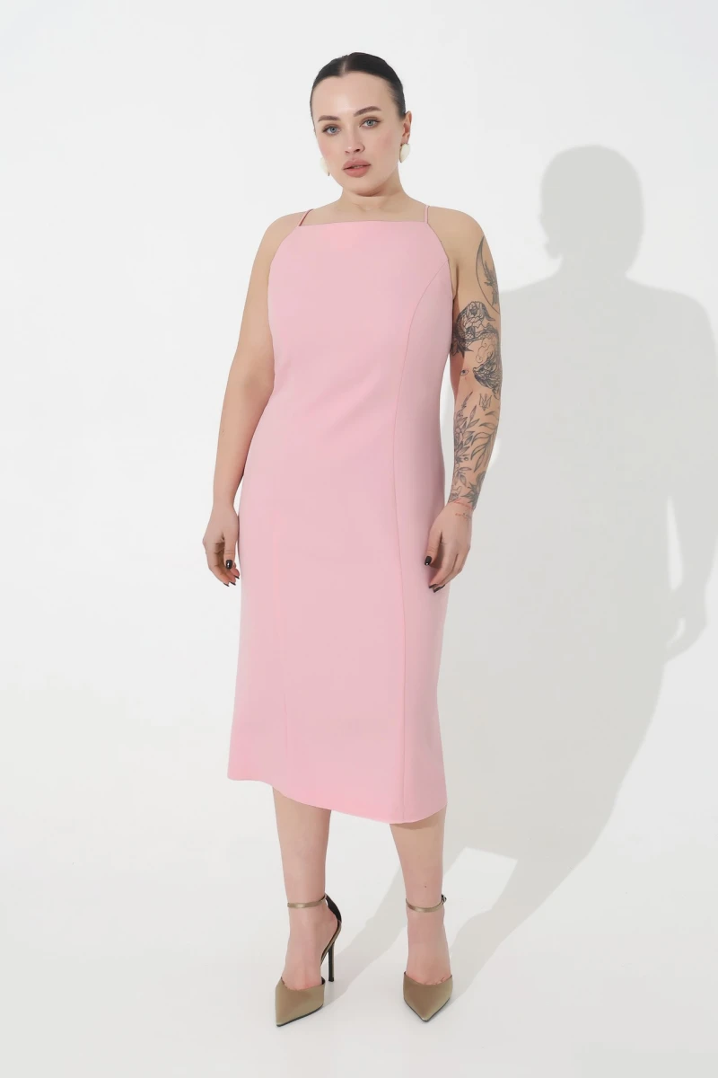 Pink midi dress plus size