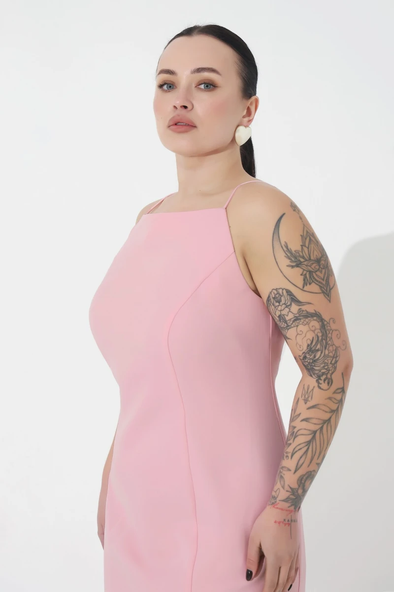 Pink midi dress plus size