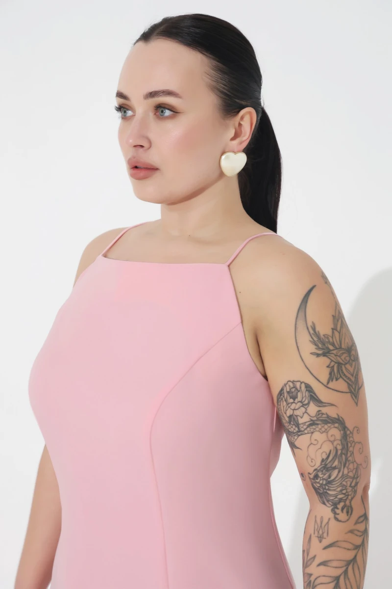 Pink midi dress plus size