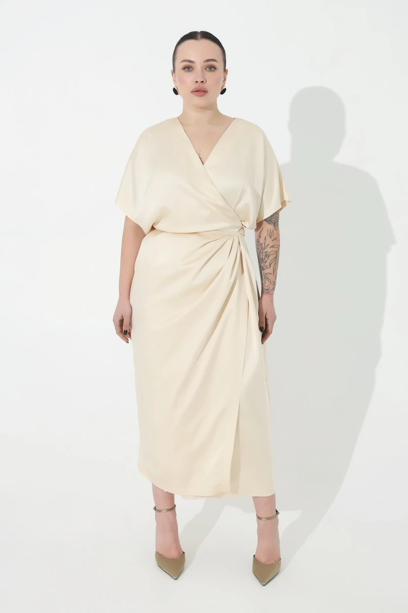 Cream midi dress plus size