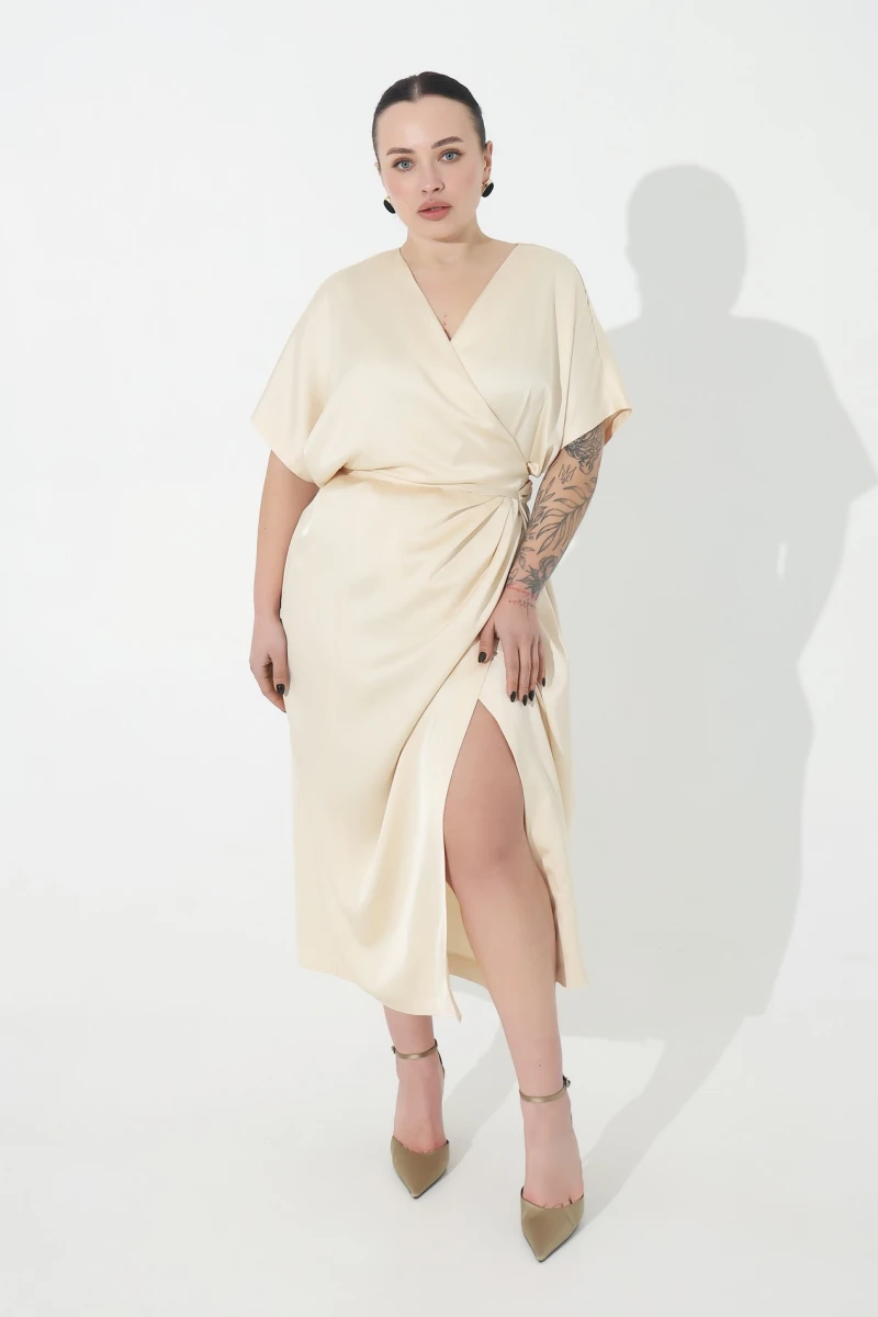 Cream midi dress plus size