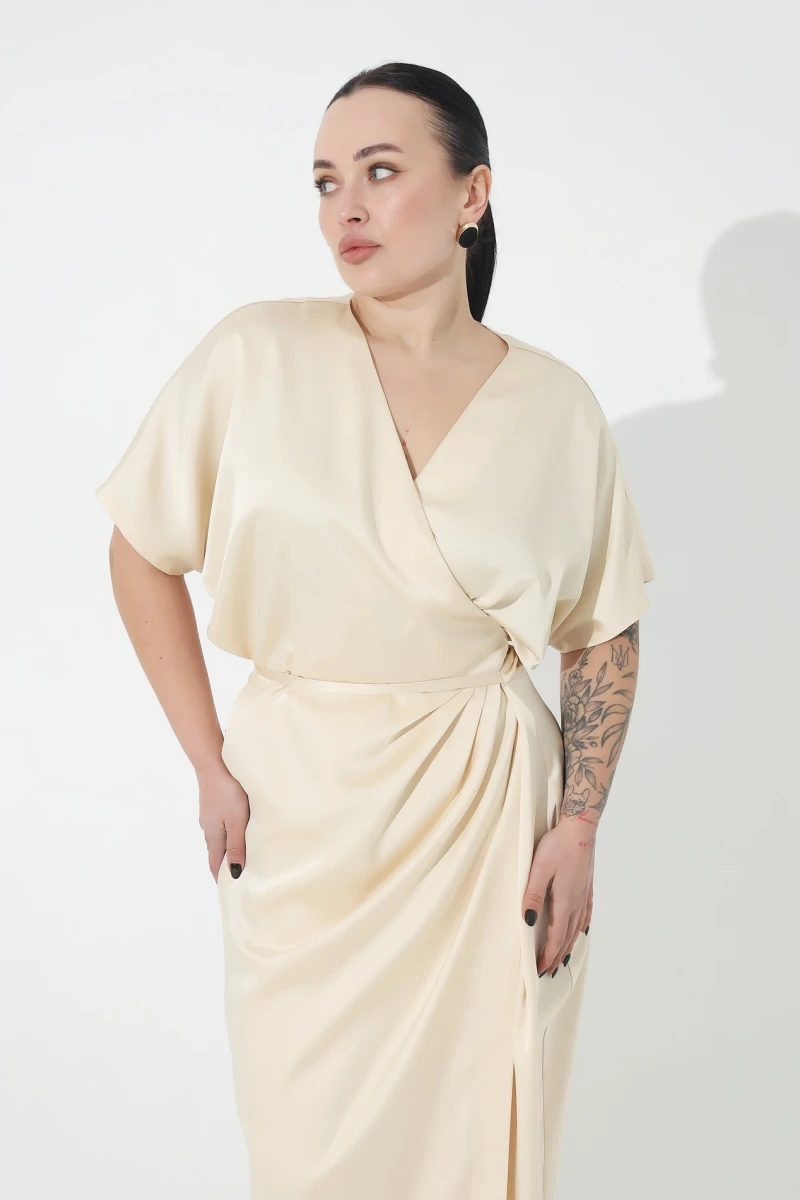Cream midi dress plus size