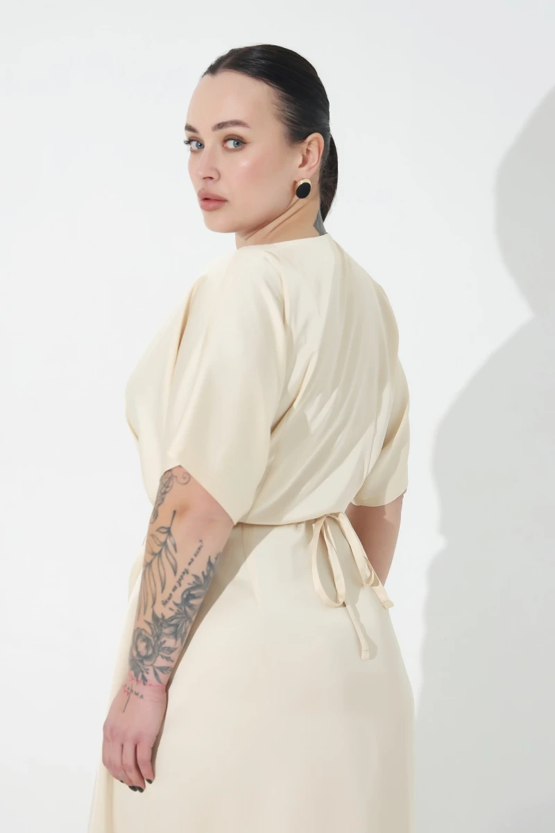 Cream midi dress plus size