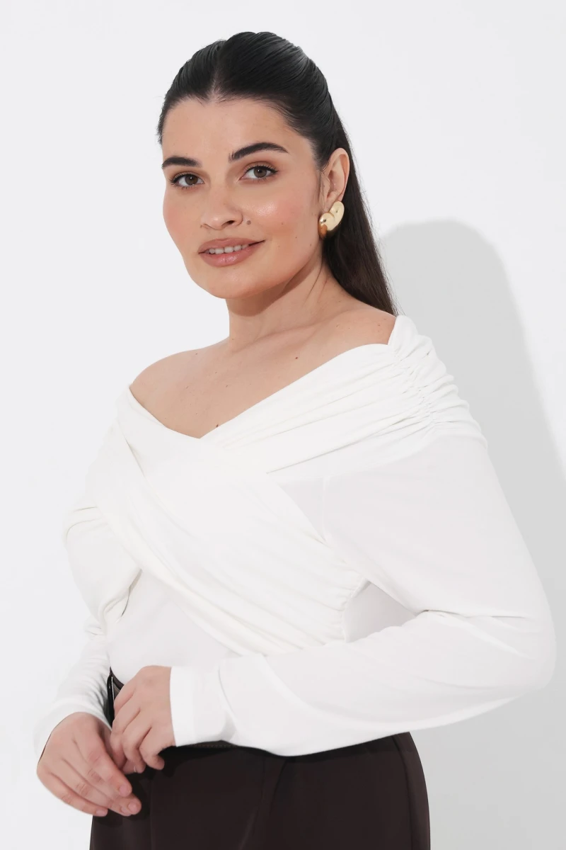 Milk draped longsleeve plus size