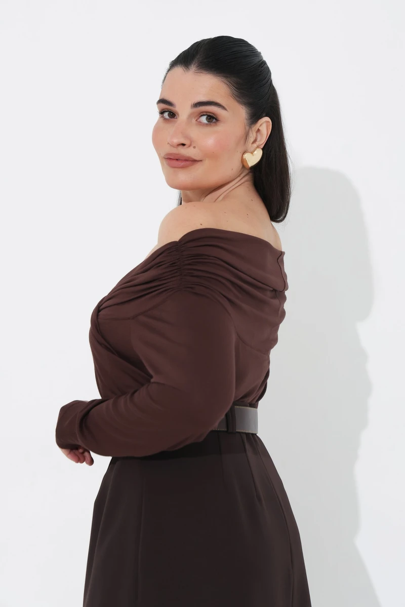 Chocolate draped longsleeve plus size