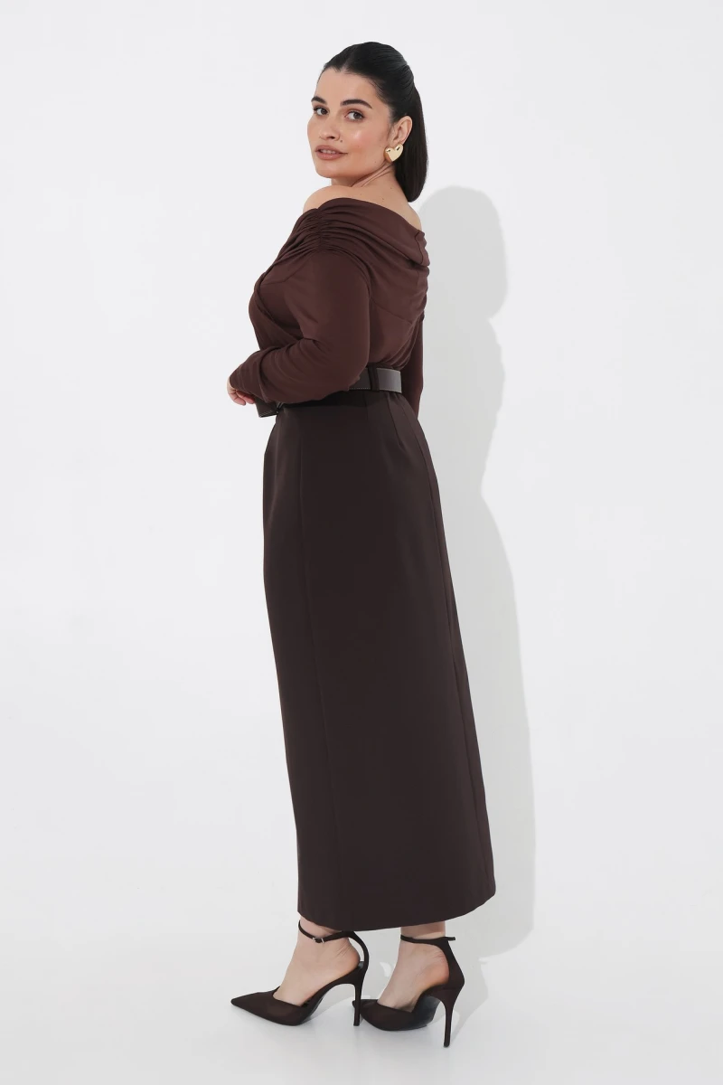 Chocolate draped longsleeve plus size