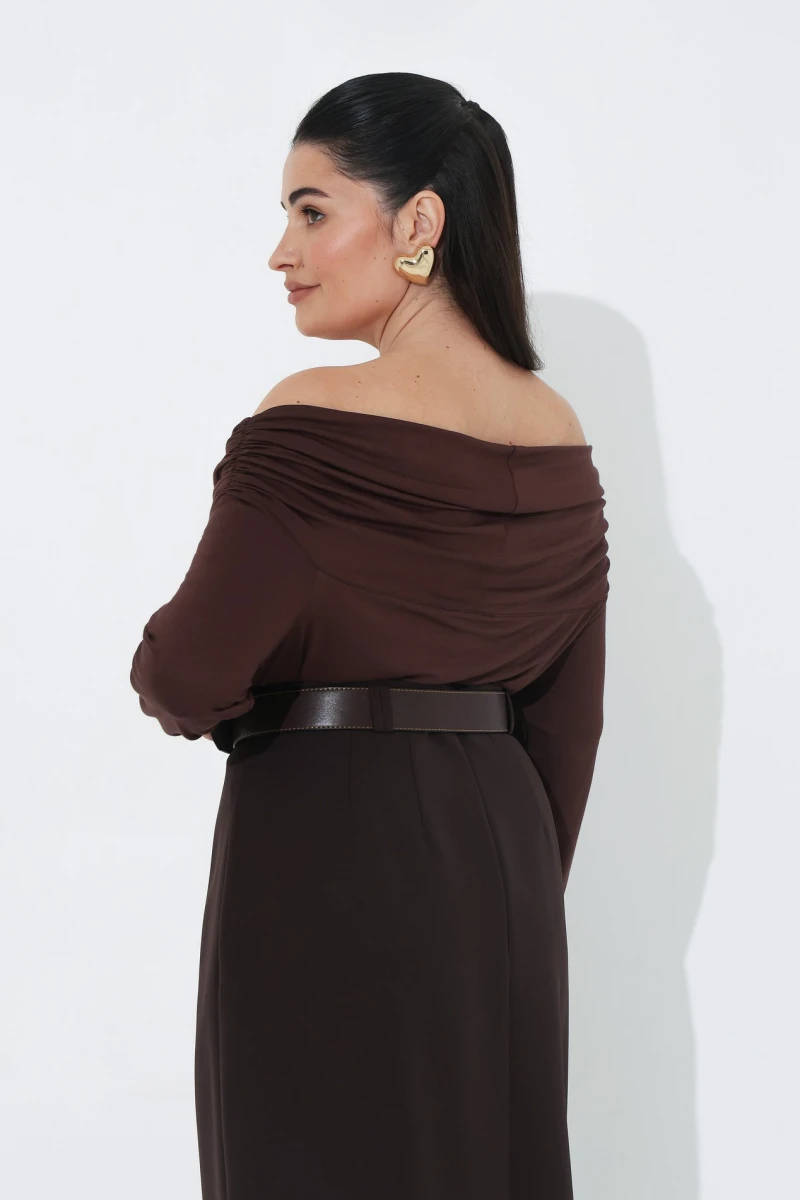 Chocolate draped longsleeve plus size