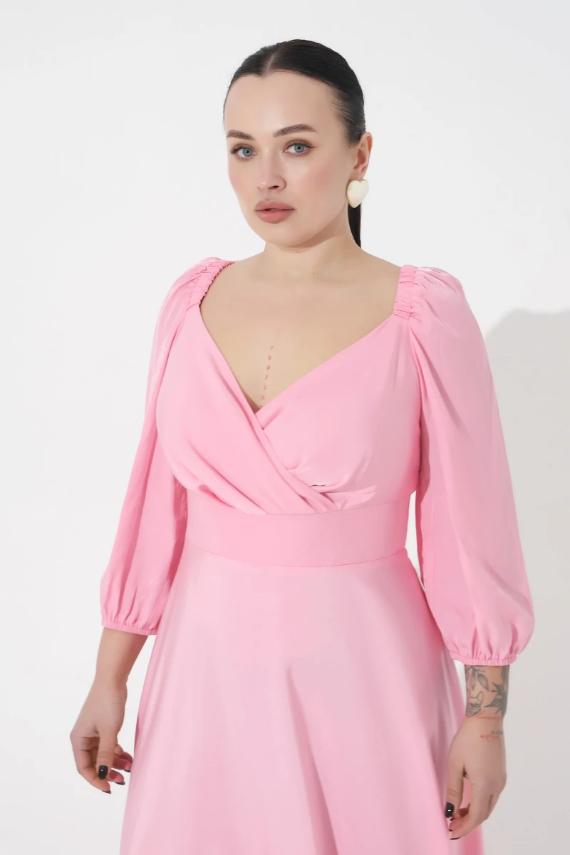 Pink midi dress plus size