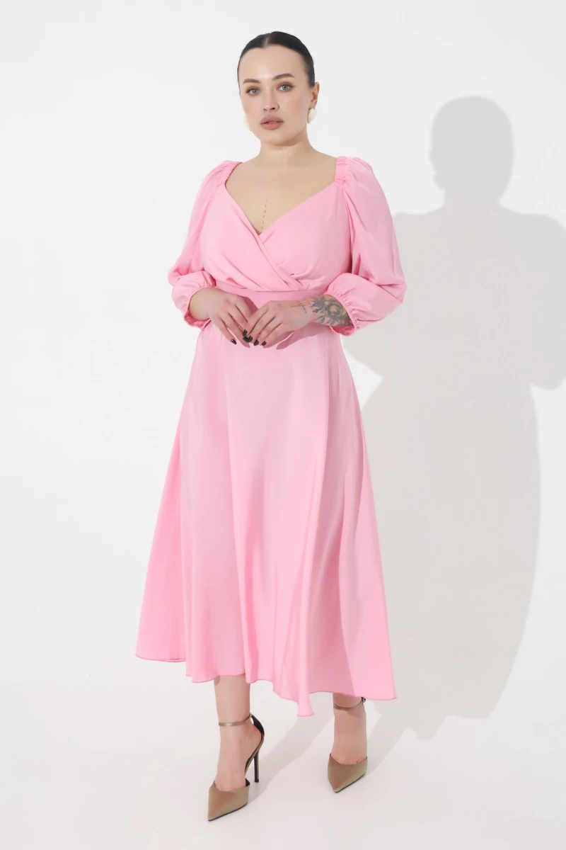 Pink midi dress plus size