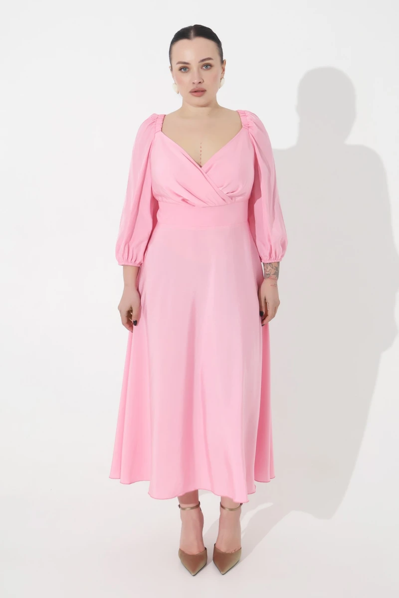 Pink midi dress plus size