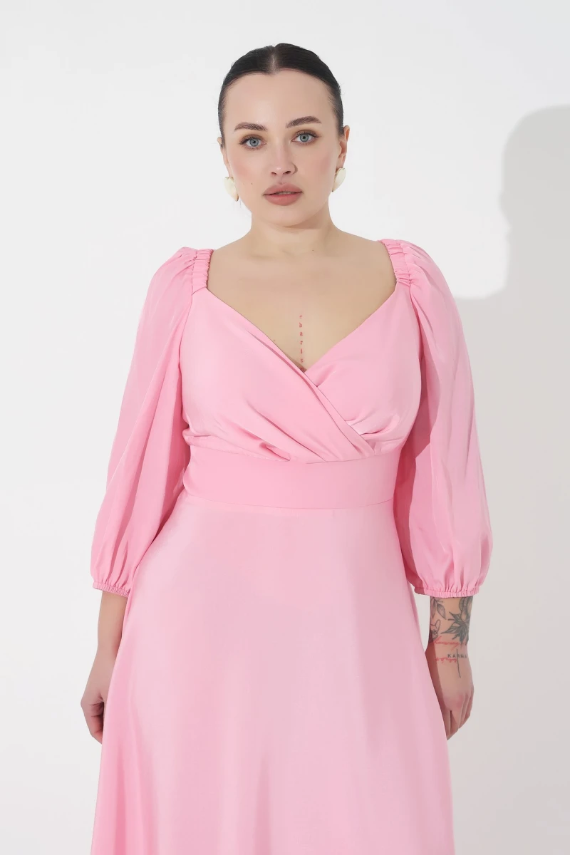 Pink midi dress plus size
