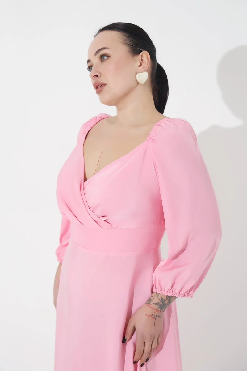 Pink midi dress plus size