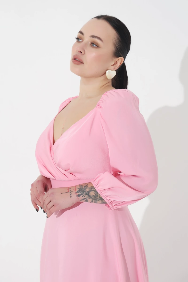 Pink midi dress plus size